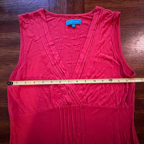 CABLE & GAUGE Super Soft Red Orange Sleeveless Ruched Tank Top Size Small - Picture 5 of 8